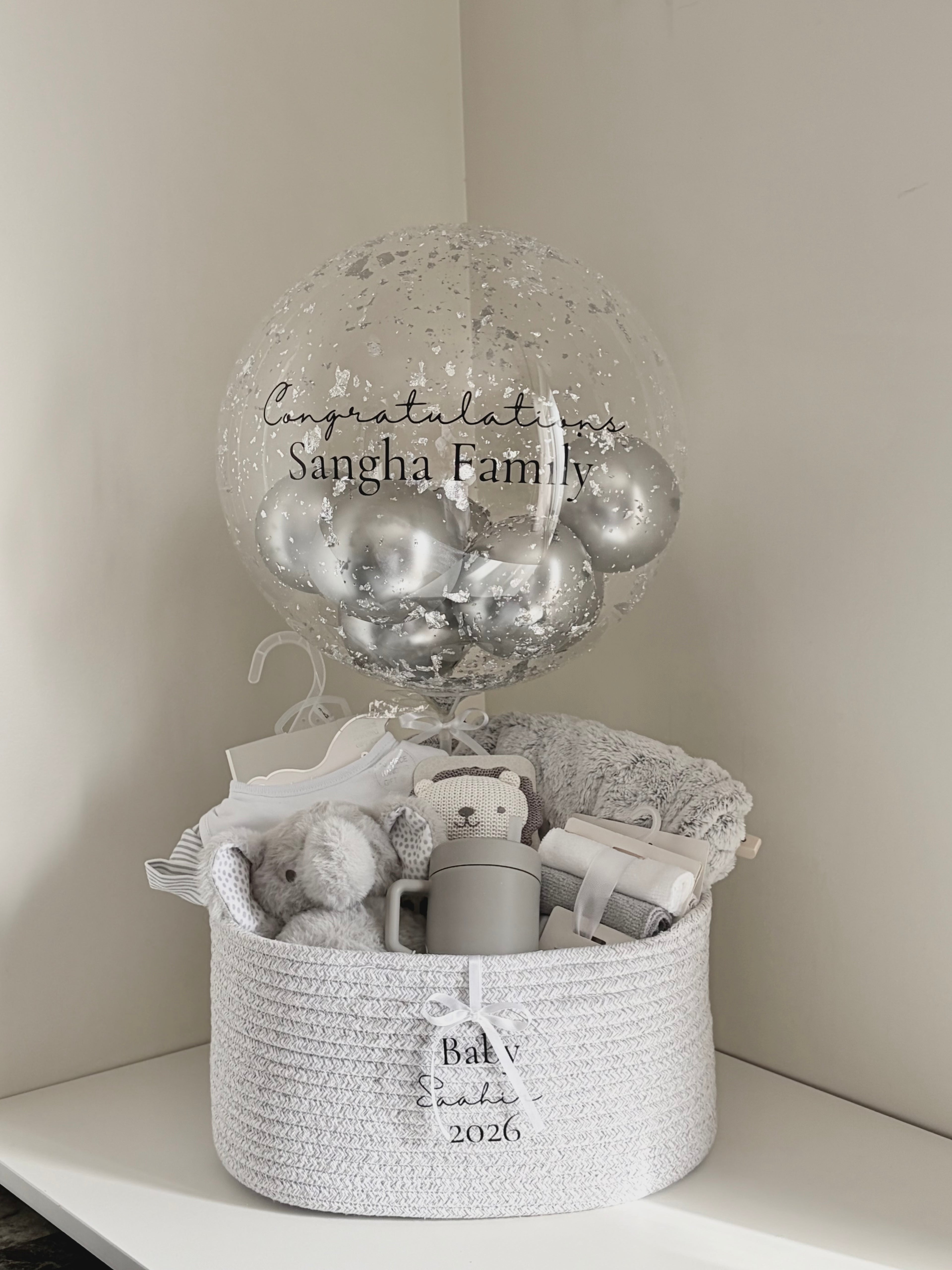 Grey and Silver Baby Basket