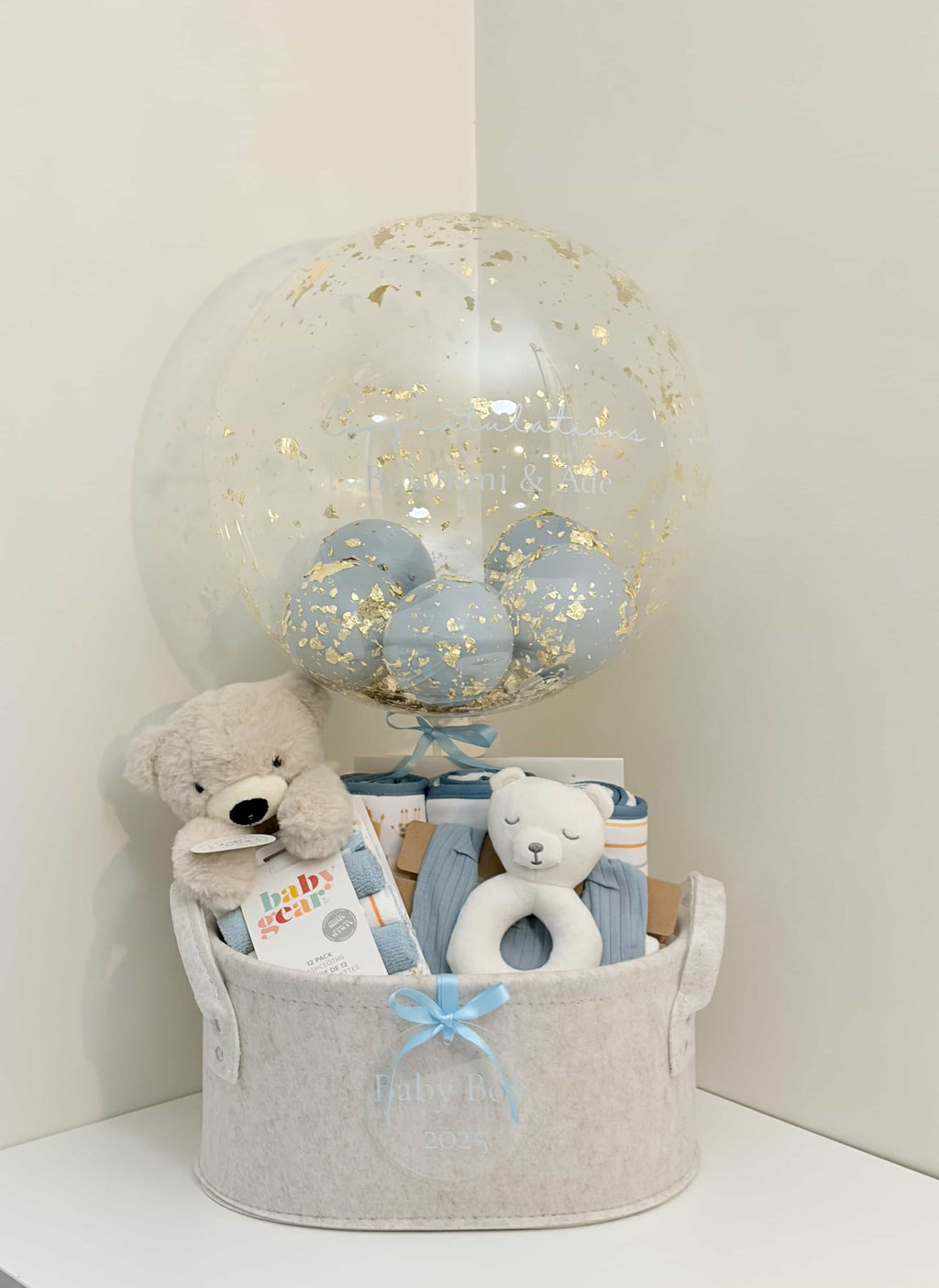 Neutral Blue Baby Basket