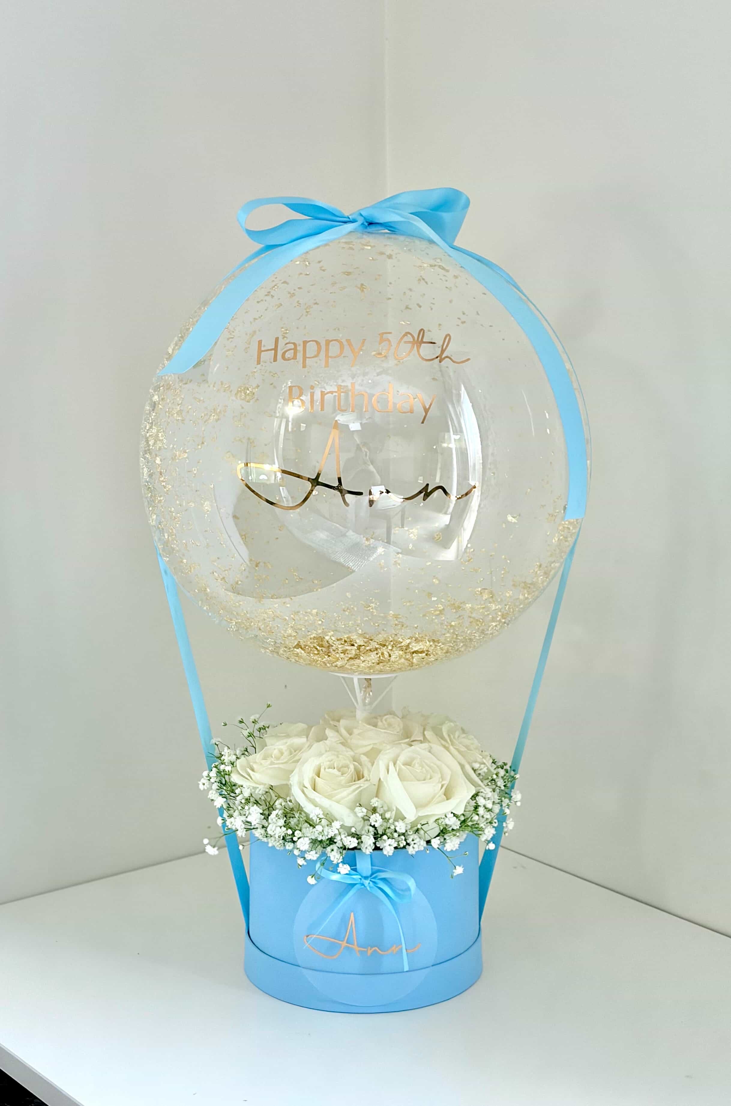 Fresh White Roses Balloon Bouquet