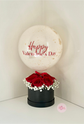 Classic Balloon Bouquet with Fresh Red Roses and Baby's Breath