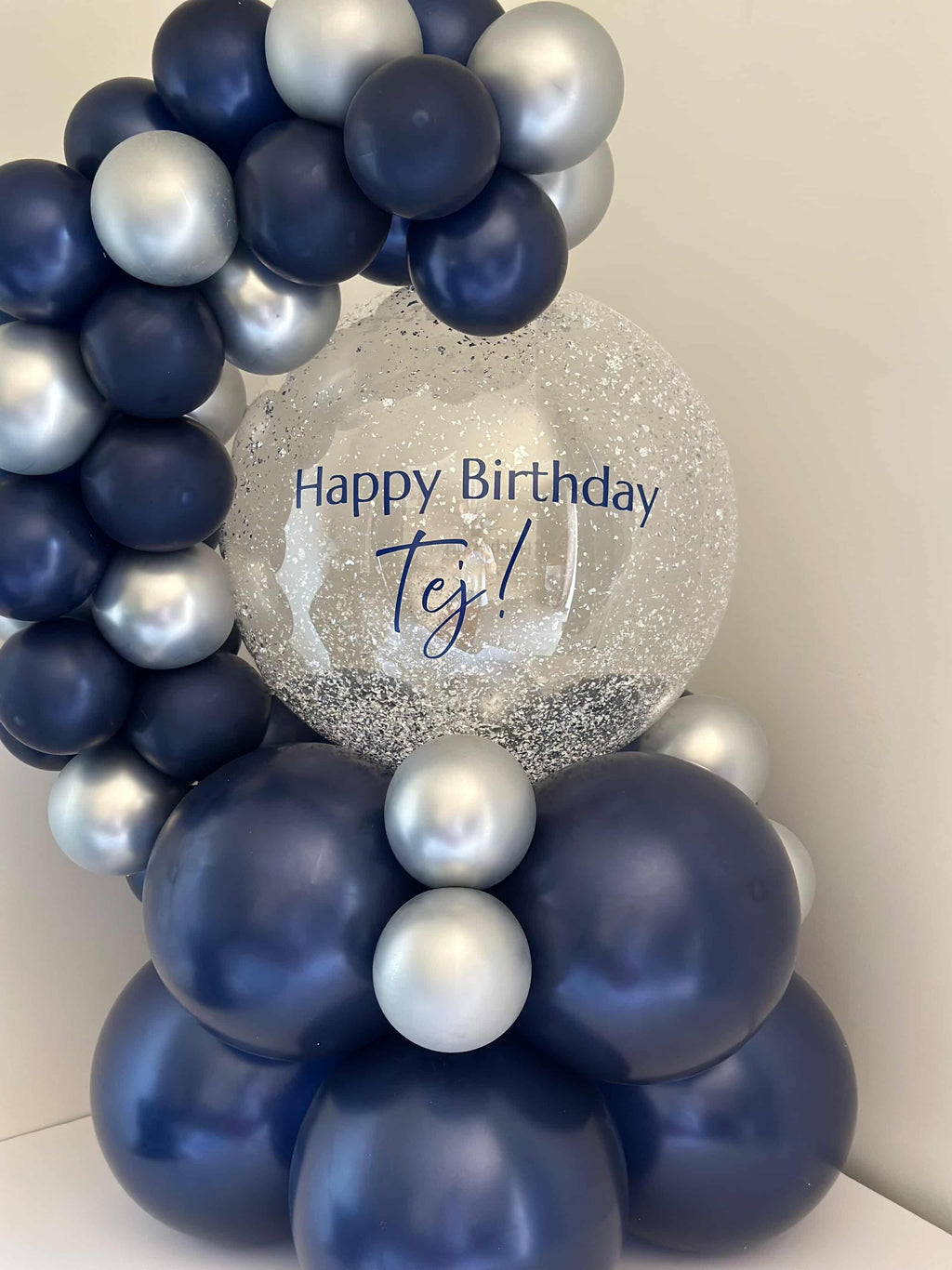 Silver and Navy Balloon Hug
