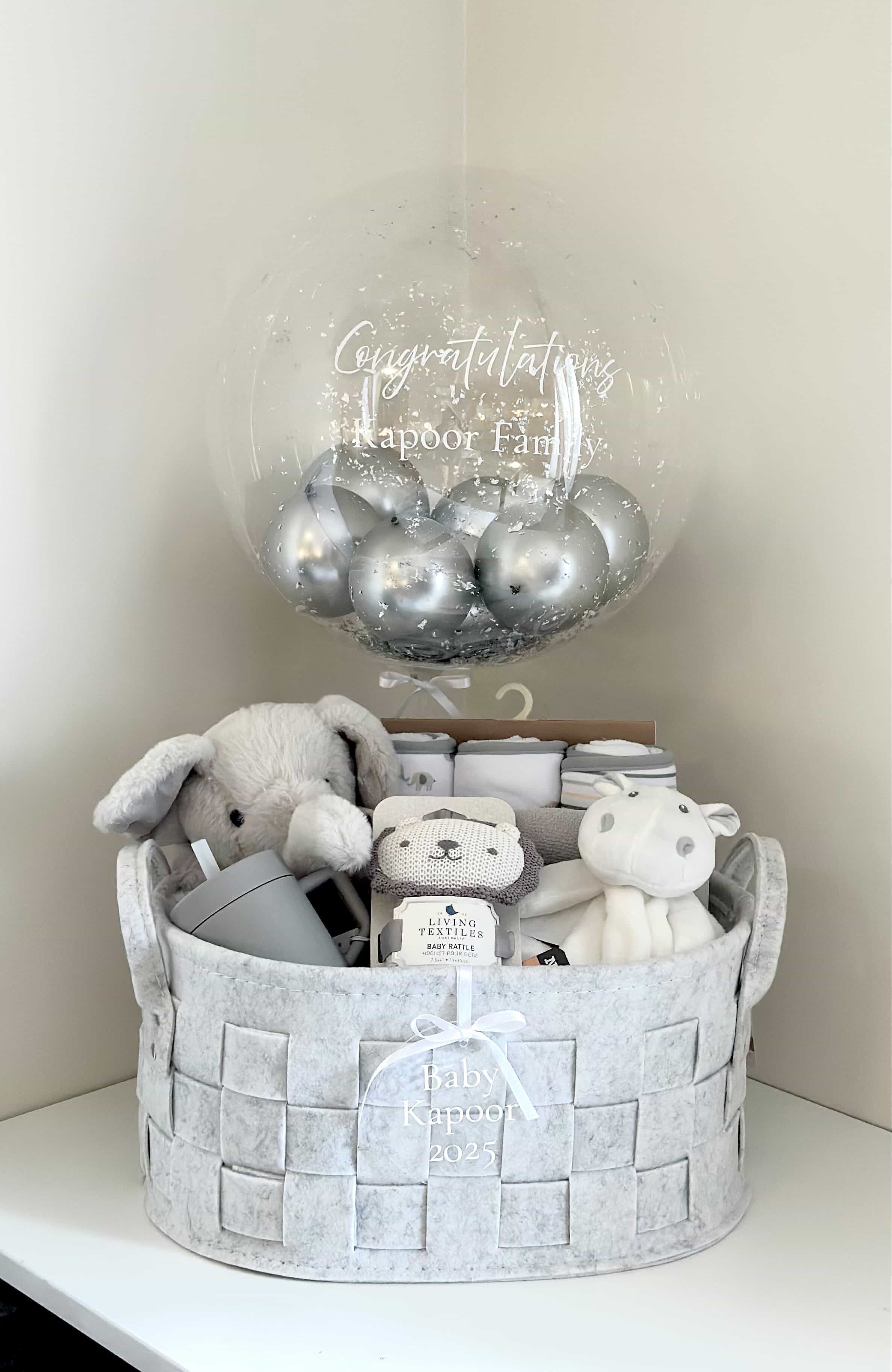 Grey and Silver Baby Basket