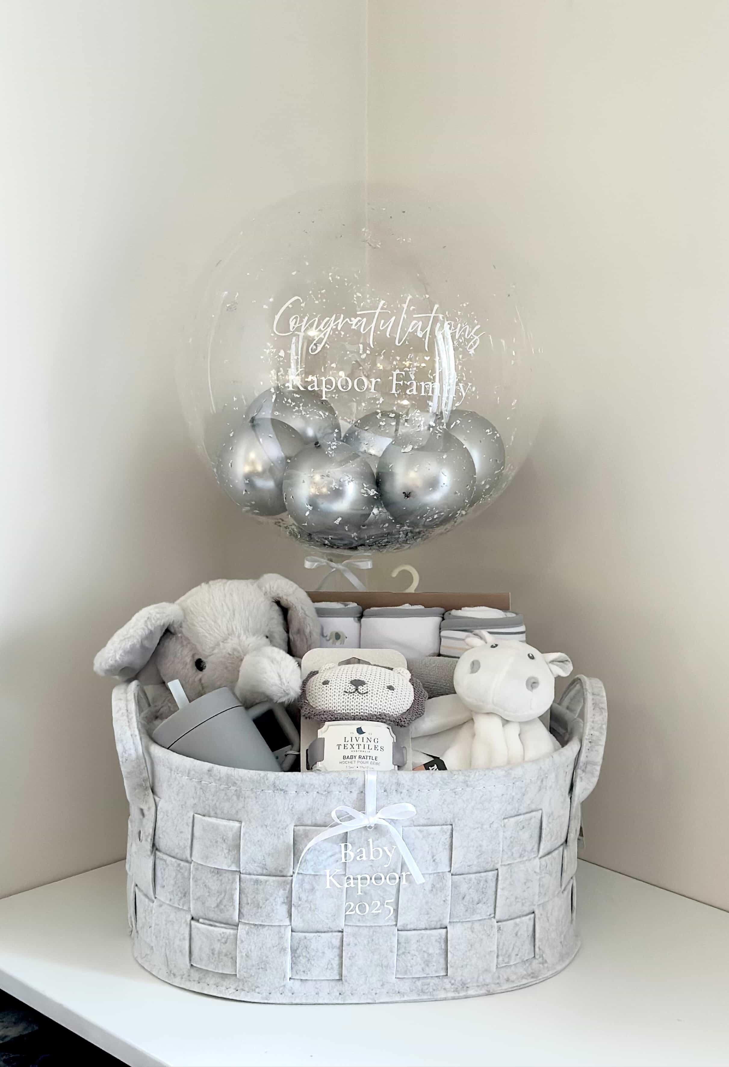 Grey and Silver Baby Basket