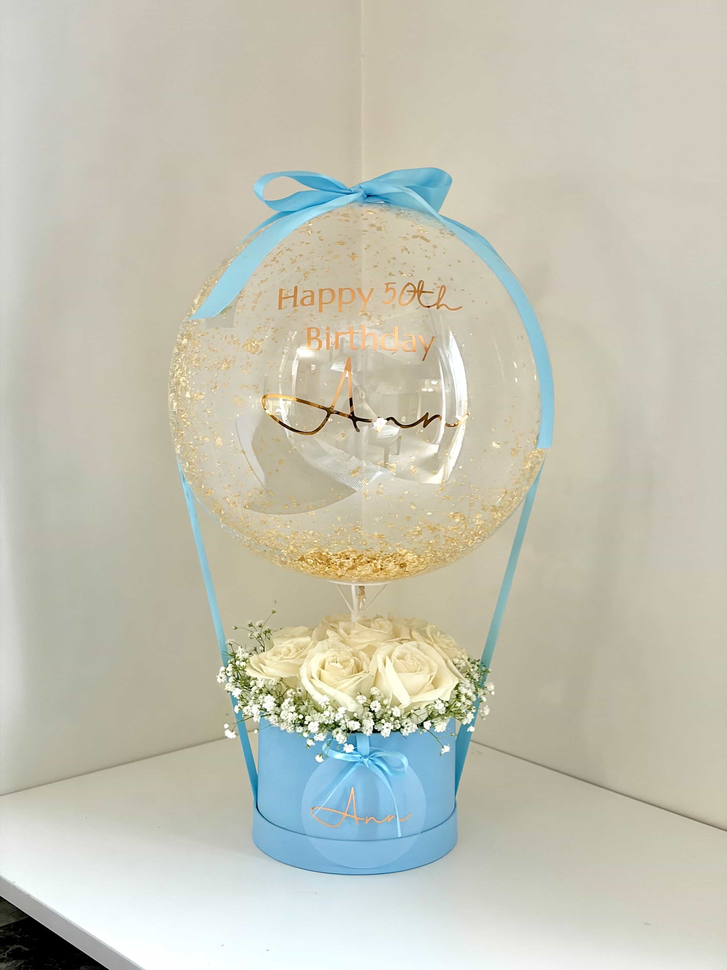 Fresh White Roses Balloon Bouquet