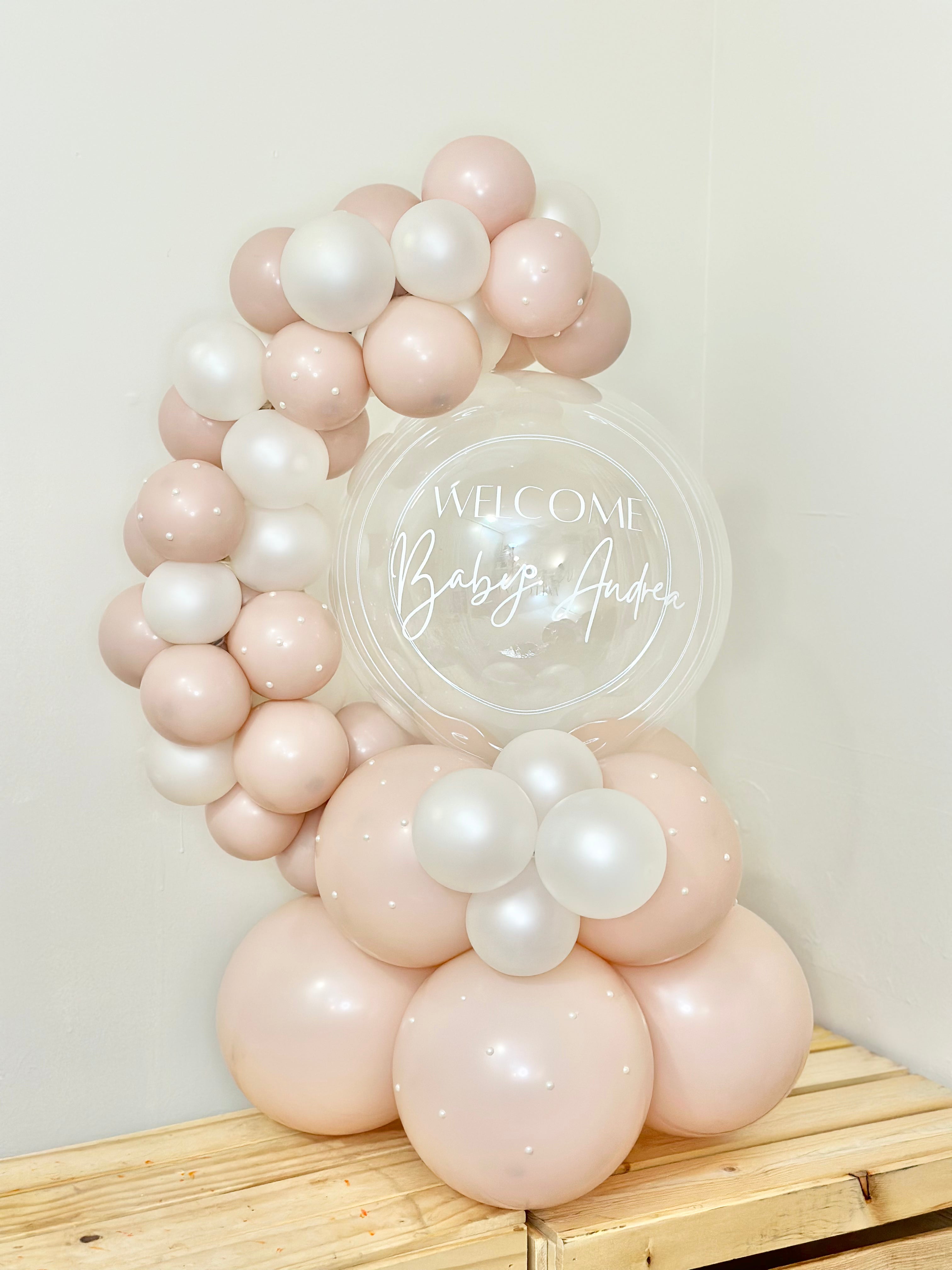 Macaroon Pink and Pearl Themed Balloon Hug