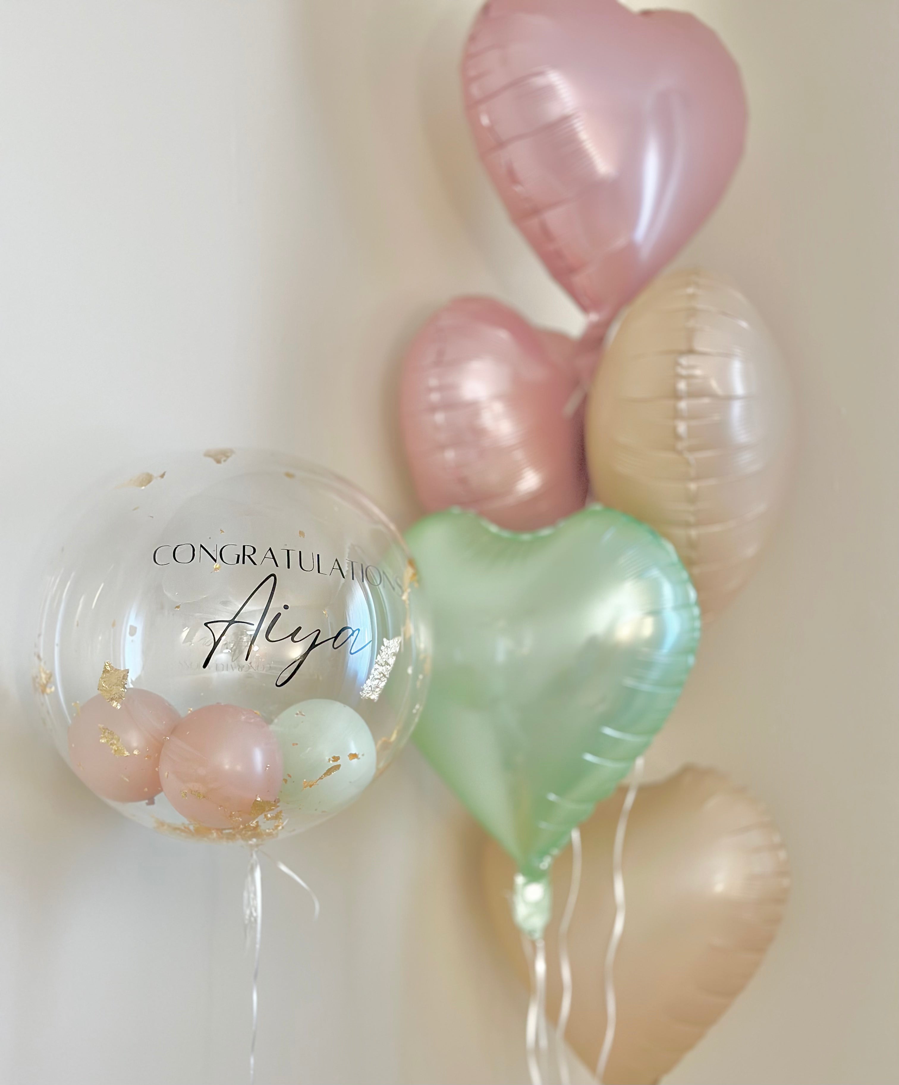 Helium Filled Bobo Balloon with Foil Hearts