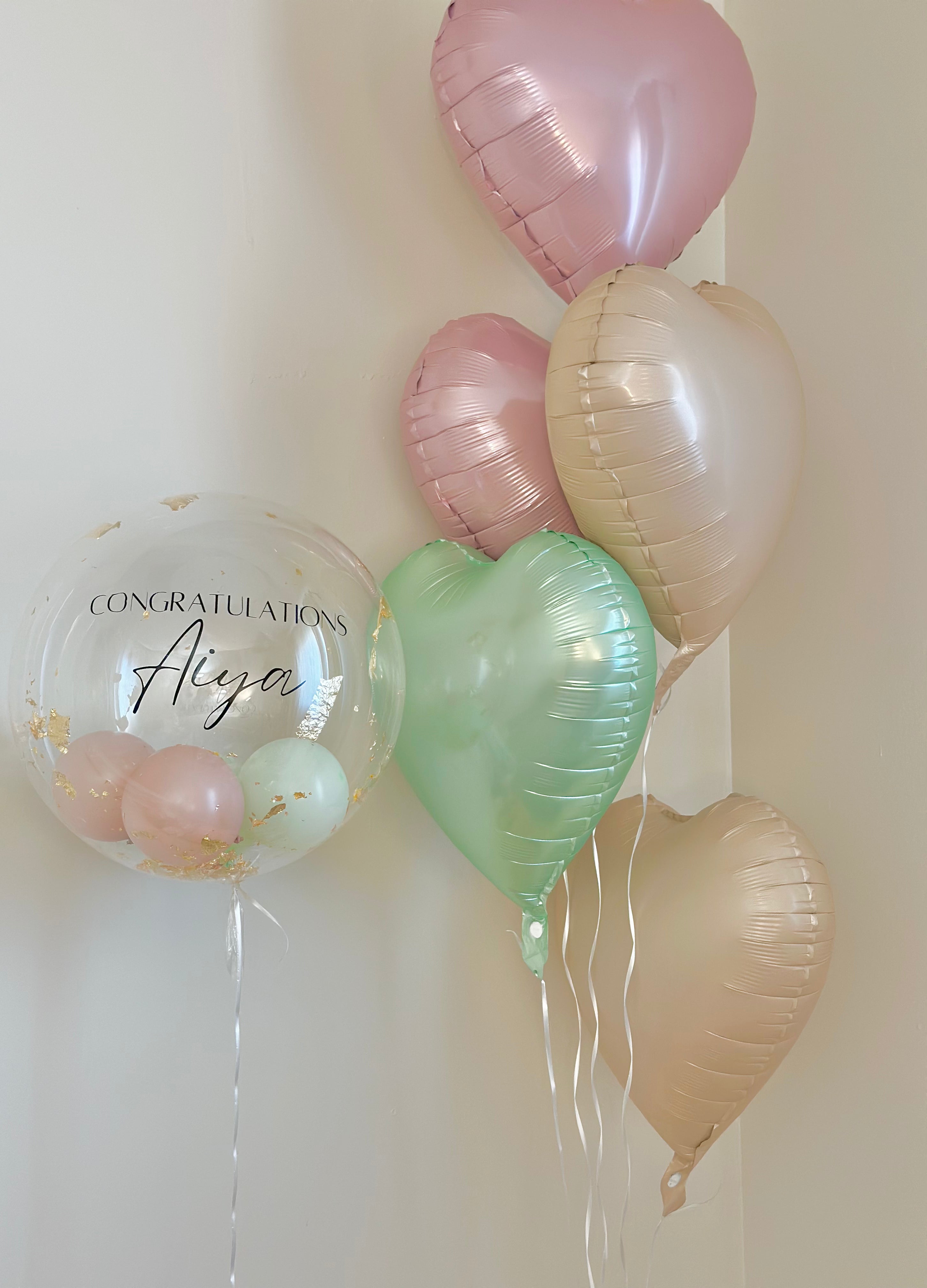 Helium Filled Bobo Balloon with Foil Hearts