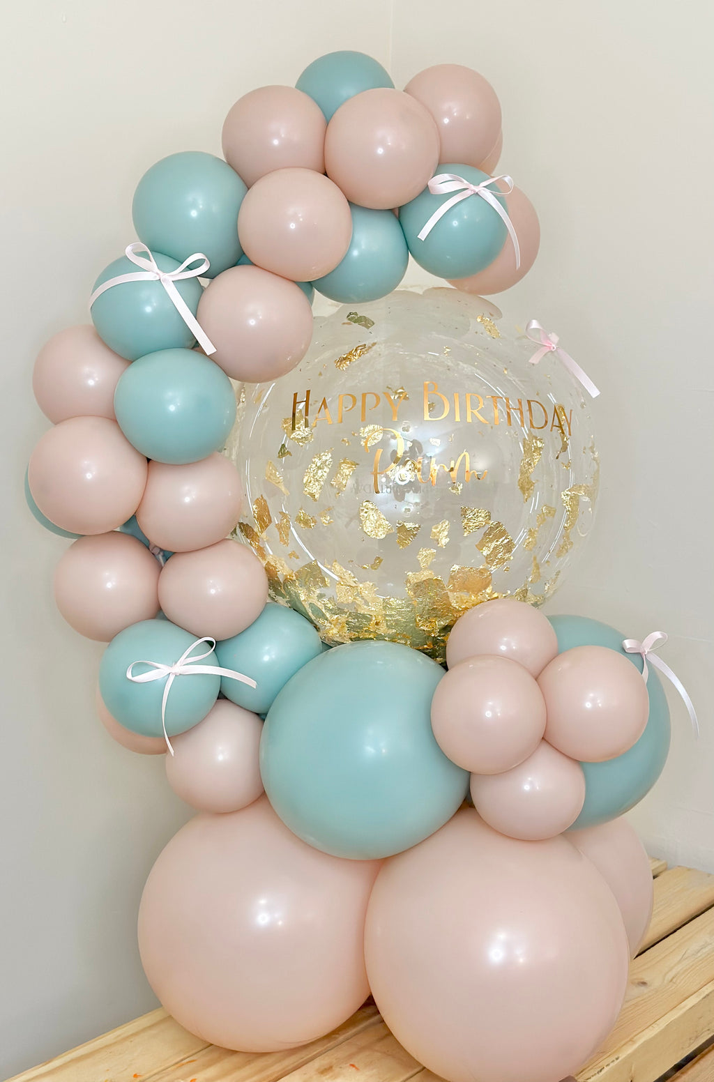 Pink and Green Balloon Hug