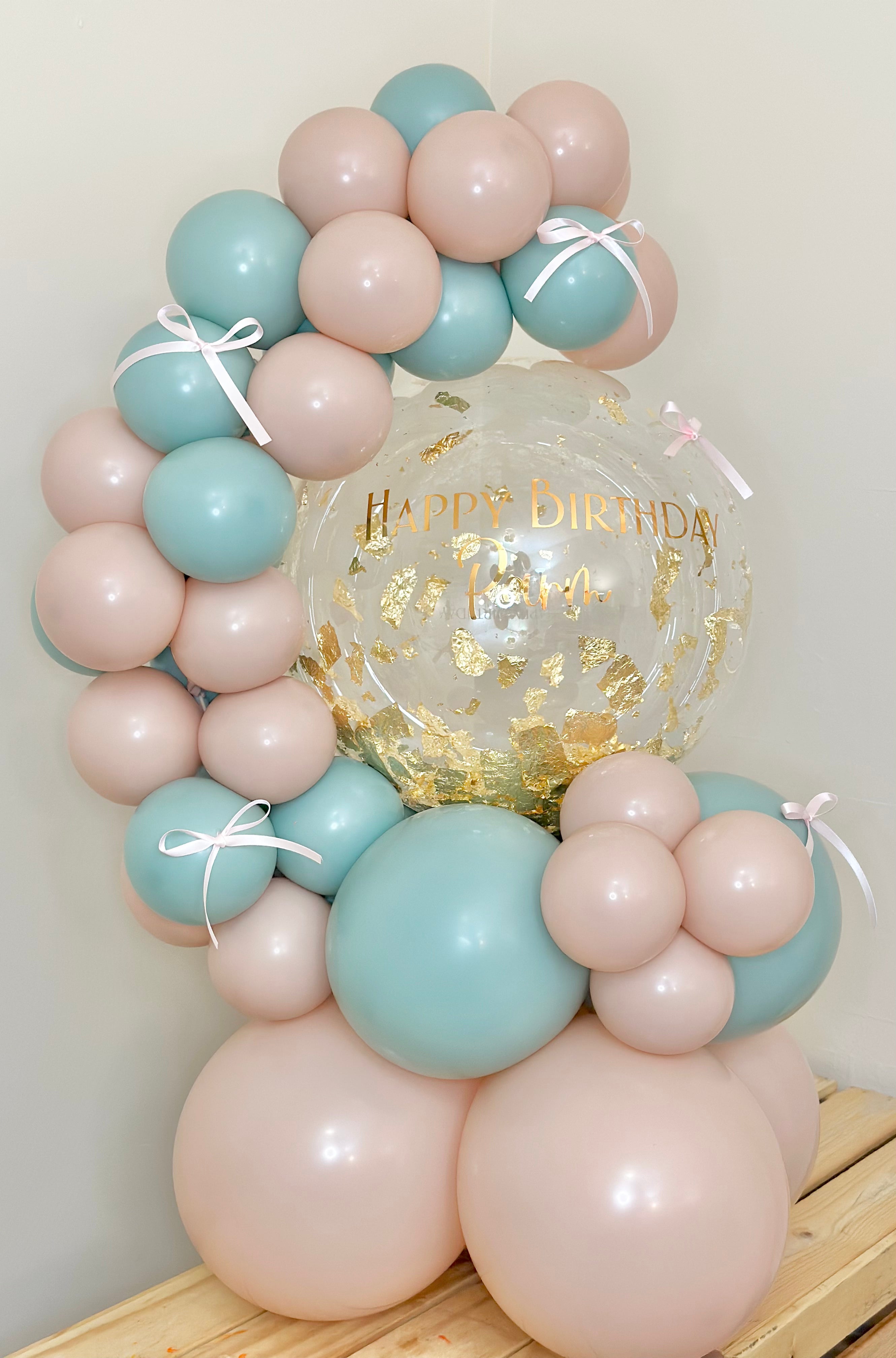 Pink and Green Balloon Hug