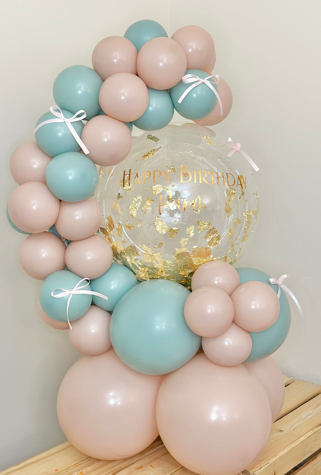 Pink and Green Balloon Hug