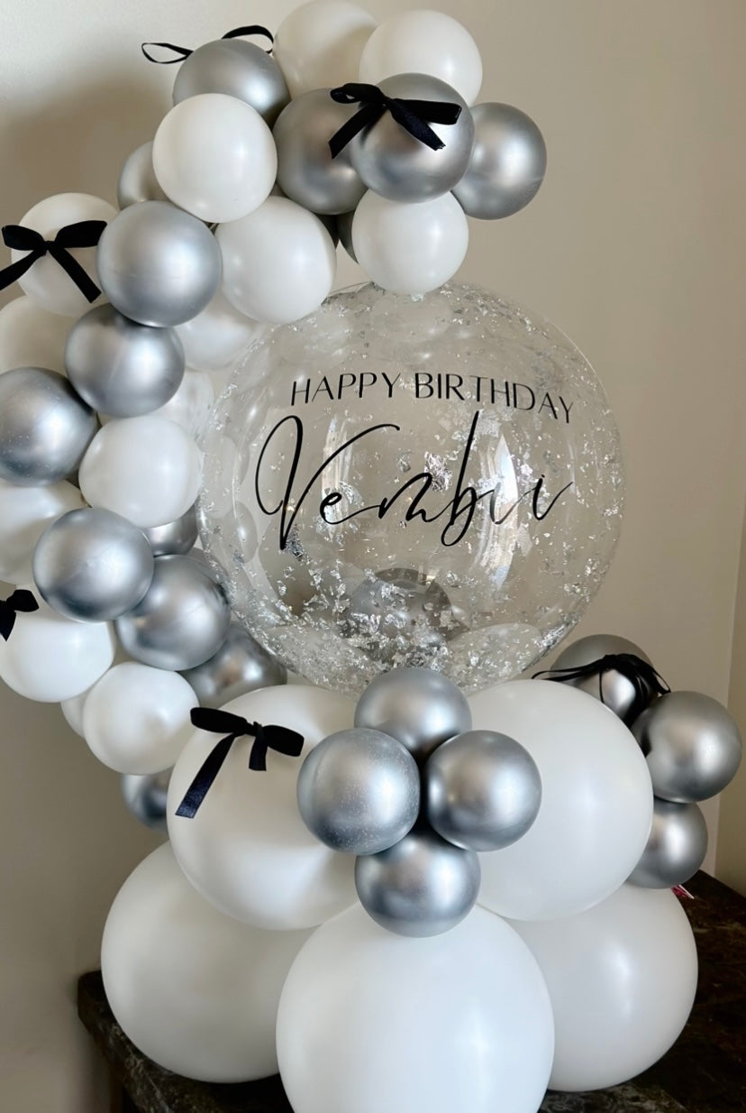 Silver Themed Balloon Hug